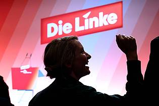 Hendrik Schmidt/dpa | Linken-Chefin Ines Schwerdtner nennt den rasanten Mitgliederzuwachs ihrer Partei einen Wahnsinnserfolg. (Archivbild)