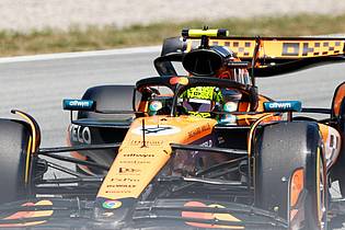 Joan Monfort/AP/dpa | Auch Lando Norris kommt nicht an die Zeit von Piastri ran.