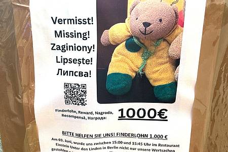 Christof Bock/dpa-Zentralbild/dpa | 1.000 Euro Finderlohn sind auf Steckbriefen in der Hauptstadt ausgesetzt, «wenn das Bärchen unversehrt zu uns zurückkehrt».