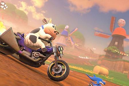 Nintendo/dpa-tmn | Früher Fan-Favorit: Die rasende Kuh in «Mario Kart World».