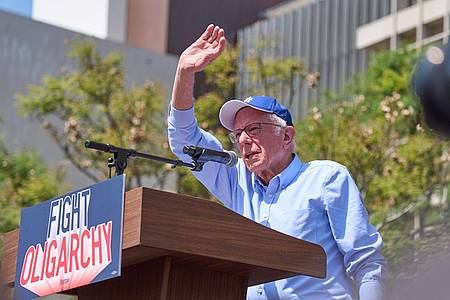 Jae C. Hong/AP/dpa | Musk bekam ausgerechnet vom notorisch linken Senator Bernie Sanders Applaus. (Archivbild)