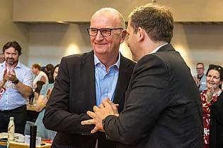 Frank Hammerschmidt/dpa | Brandenburgs Ministerpräsident Dietmar Woidke ist als SPD-Landeschef wiedergewählt.