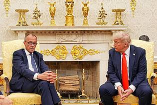 Michael Kappeler/dpa | Der Umgang mit der AfD war laut Bundeskanzler Merz kein Thema zwischen ihm und US-Präsident Trump. 