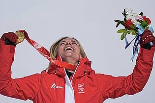 Die Schweizerin Lara Gut-Behrami war im Super-G eine Klasse für sich. Foto: Michael Kappeler/dpa
