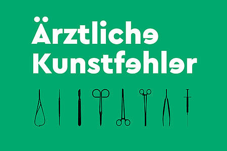 Cover mit den Schriftzug Ärztliche Kunstfehler auf OP-Kittel-Grünem Grund